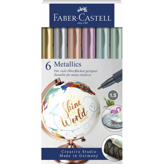 Faber-Castell Metallic-pen, 6 assorterede