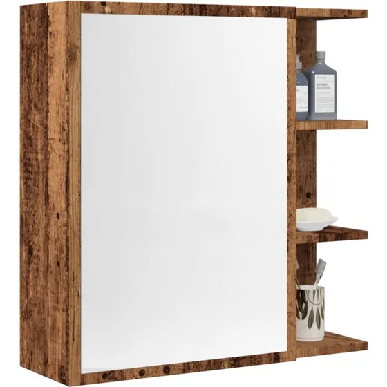 vidaXL badeværelsesskab med spejl 62,5x20,5x64 cm konstrueret træ