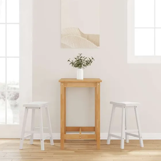 vidaXL barstole 2 stk. massivt gummitræ hvid