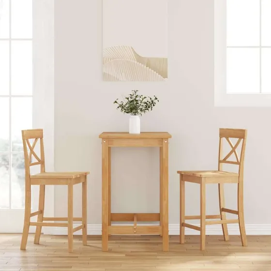 vidaXL barstole 2 stk. massivt gummitræ naturfarvet