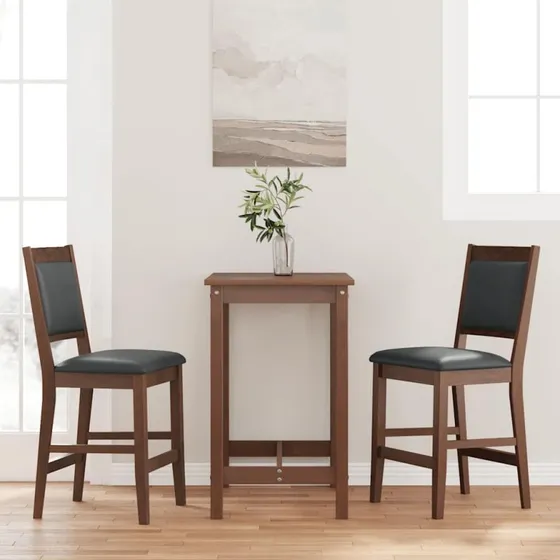 vidaXL barstole 2 stk. med hynder, massivt gummitr, brun