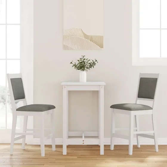 vidaXL barstole 2 stk. med hynder i massivt gummitræ, hvid