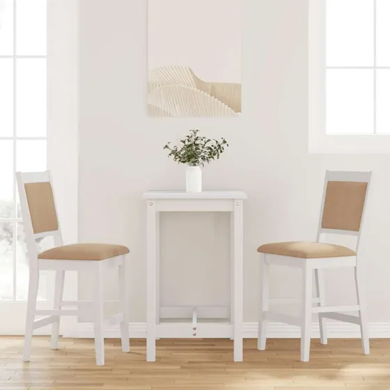vidaXL barstole 2 stk. i massivt gummitræ med hynder, hvid