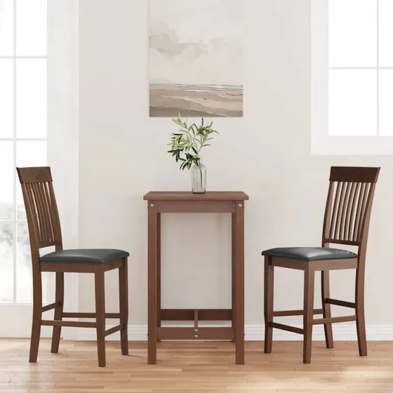 vidaXL barstole med hynder 2 stk. i massivt gummitræ, brun