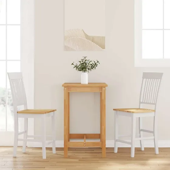 vidaXL barstole 2 stk. i massivt gummitræ, hvide