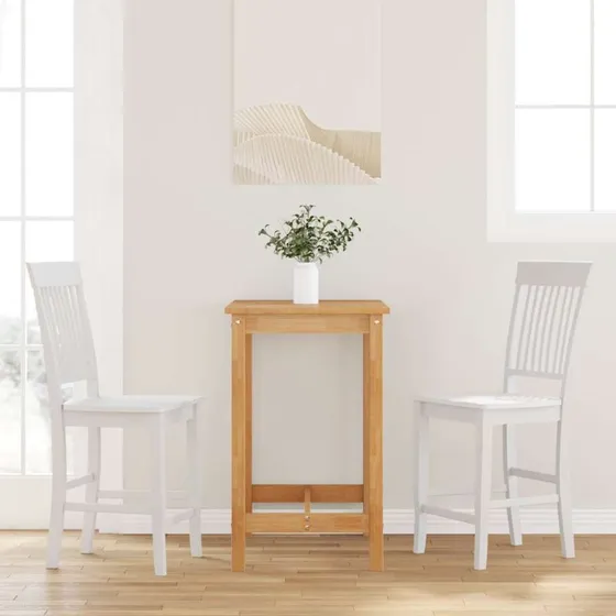 vidaXL barstole 2 stk. massivt gummitræ, hvid