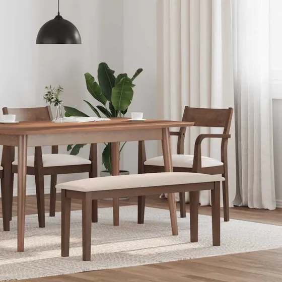 vidaXL Bænk 110 cm i massivt gummitræ, brun
