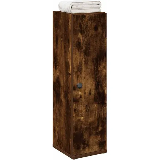 vidaXL badeværelsesskab med rulleholder 20,5x22x72 cm røget egetræ