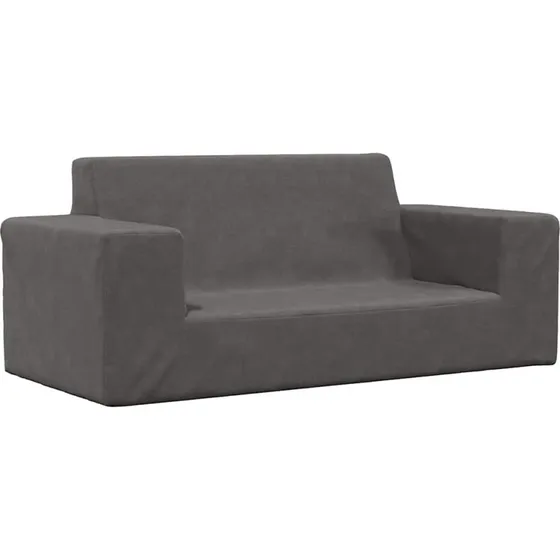 vidaXL 2-personers børnesofa i blødt plys, antracitgrå