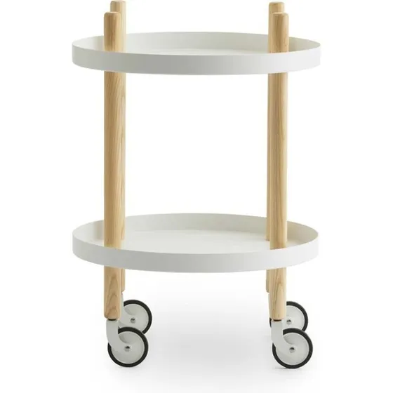 Normann Copenhagen Block Table Ø45 cm – hvid med ben i eg