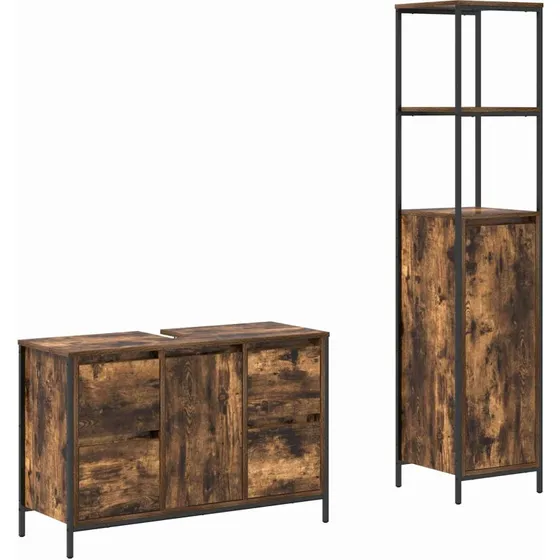 vidaXL Badevrelsesmbelst 2 dele Rget eg/Sort 36x35x165 cm