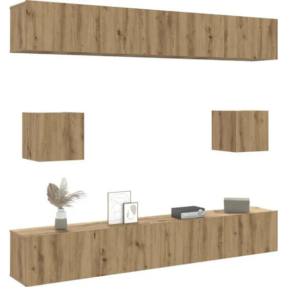 vidaXL 6-delt vgmonteret TV-skabsst i hndvrks-eg