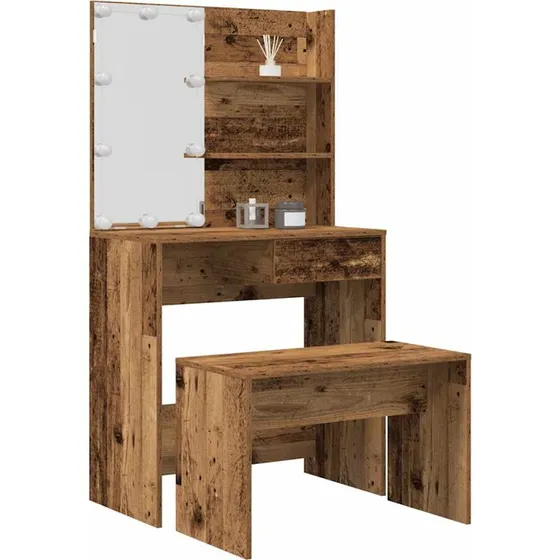 vidaXL Frisrbordsst med LED, gammelt tr (trimprgneret)