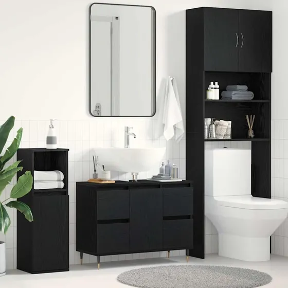 vidaXL Badeværelsesskabsunder Sort eg 80 x 33 x 60 cm