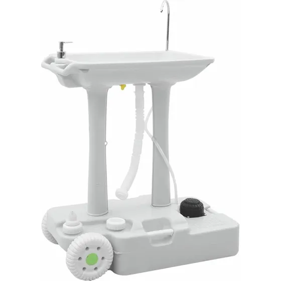 vidaXL Camping håndvaskestativ med hjul, grå 72x42x103 cm