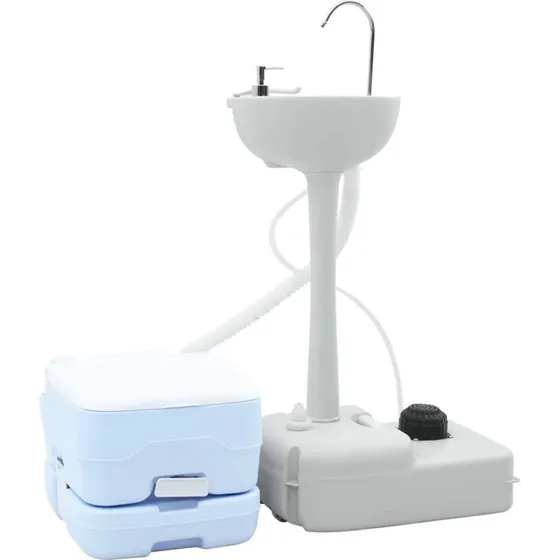 vidaXL Campingtoilet st 2 stk Bl/Hvid HDPE 50,5x33x103 cm