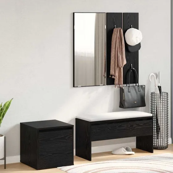 vidaXL Entremøbelsæt 3 dele Sort eg 80 x 31 x 40 cm