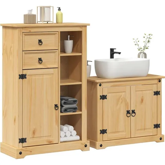 vidaXL Corona 2-delt badevrelsesmbelst i massivt fyrretr