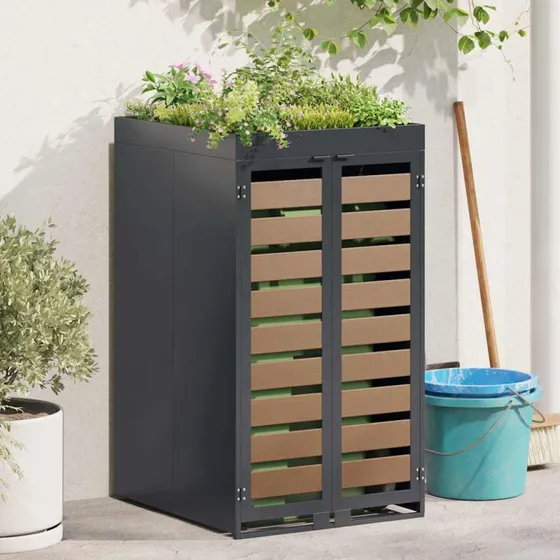 vidaXL Affaldsspandskab med plante-tag til 240L, Antracit