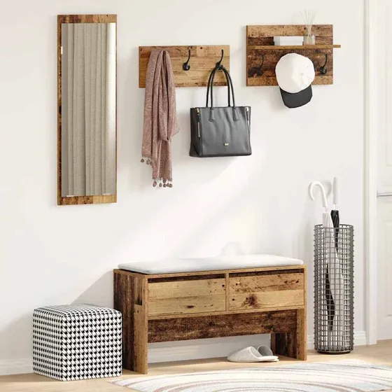 vidaXL Entremøbelsæt 4 dele, gammelt træ (90×31×46,5 cm)