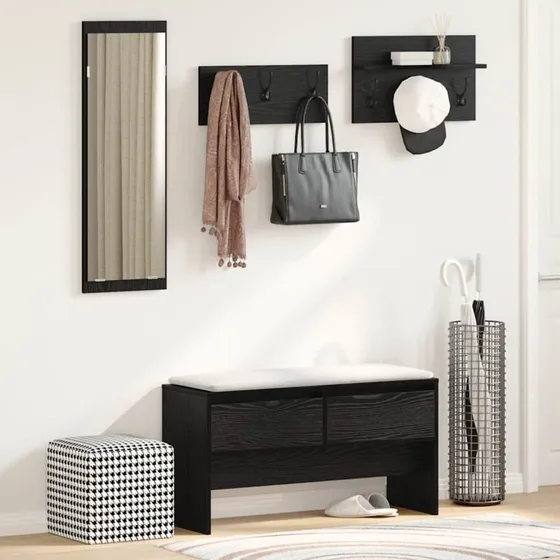 vidaXL Entremøbelsæt 4 dele Sort eg 90x31x46,5 cm