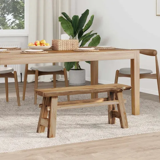 vidaXL bænk i massiv teak 100 x 29 x 43,5 cm – natur