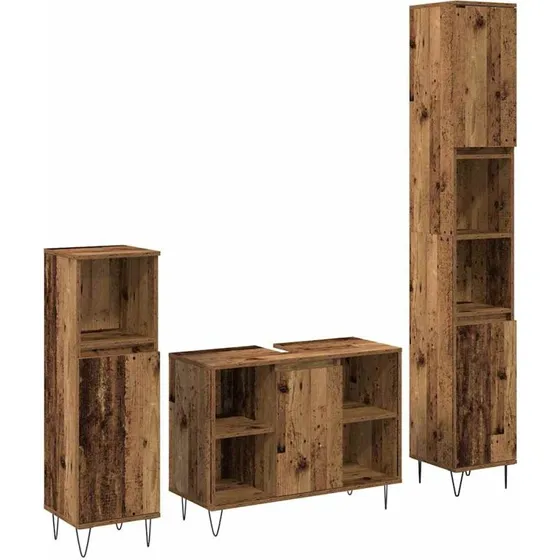 vidaXL Badevrelsesmbel st 3 dele Gammelt tr 30x30x180 cm