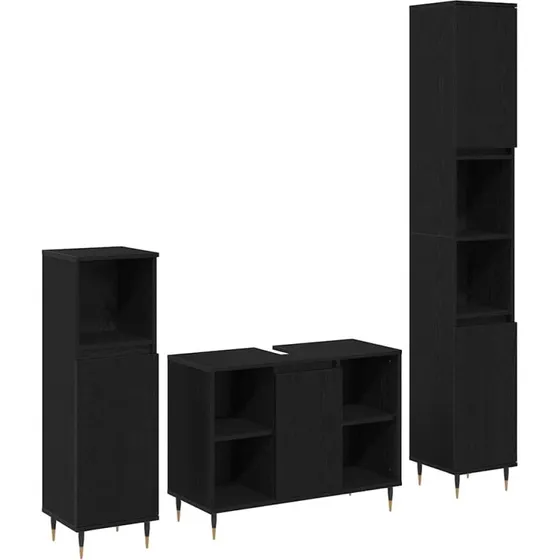 vidaXL Badevrelsesmbelst 3 dele Sort eg 30x30x180 cm