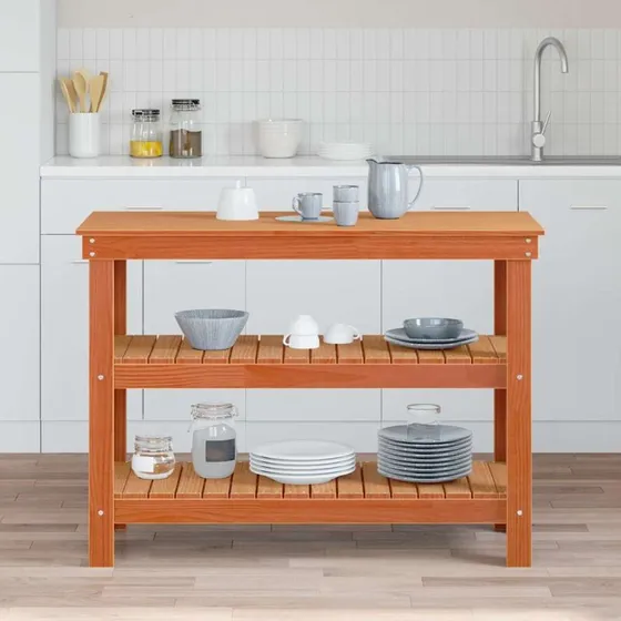 vidaXL Arbejdsbnk, massivt fyrretr gyldenbrun 110,55080 cm