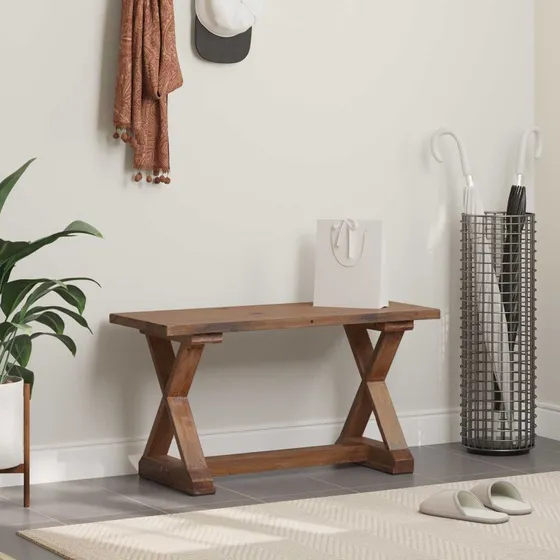 vidaXL bænk i massivt genbrugstræ natur 85x35x47 cm