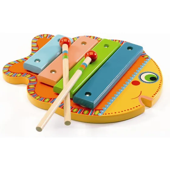 Djeco Træ-xylofon Fisk - 4 toner med 2 køller