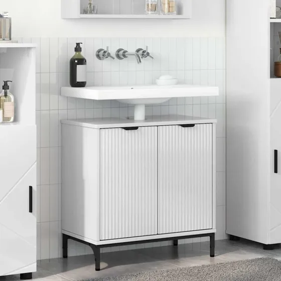 vidaXL Badeværelsesskab under vask Hvid højglans 60,5x33,5x61 cm