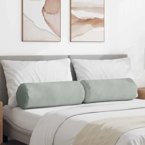 vidaXL Bolsterpuder 2 stk Lysegr 25x70 cm Velour