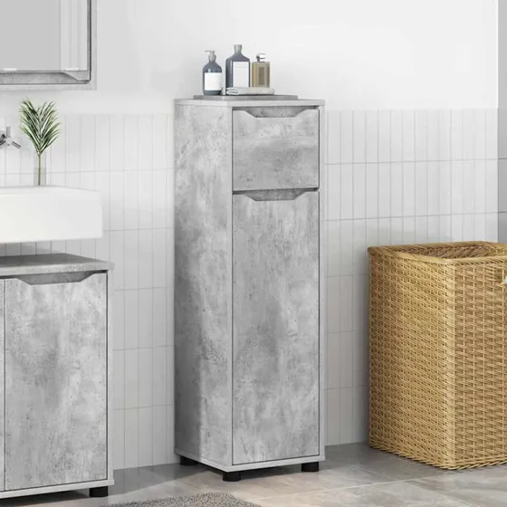 vidaXL Badeværelsesskab Betongrå 30,5x30x101 cm (Konstrueret træ)