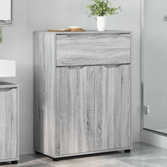 vidaXL Badeværelsesskab med skuffe Grå Sonoma 72,5x36,5x100 cm