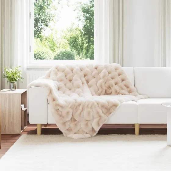 vidaXL Skridsikkert kunstpels-tæppe Olite Beige 130x150 cm