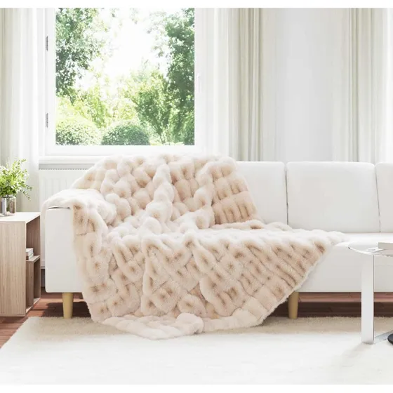 vidaXL Skridsikker kunstpels tæppe Olite Beige 150 x 220 cm