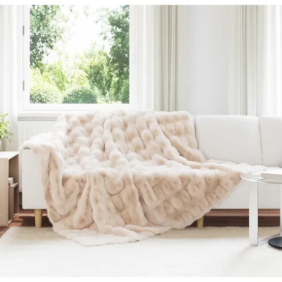 vidaXL Skridsikker kunstpels tæppe Olite Beige 240 x 270 cm