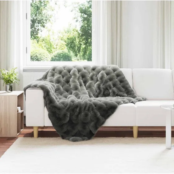 vidaXL Skridsikker kunstpels tæppe 4 stk mørkegrå 130 x 150 cm