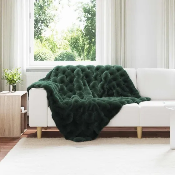 vidaXL Skridsikker kunstpels-tæppe Olite 130 x 150 cm, mørkegrøn