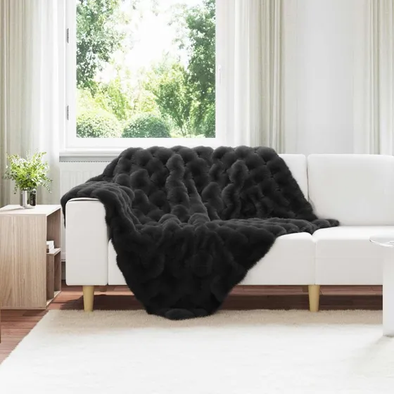 vidaXL Olite skridsikker kunstpels tæppe 130 x 150 cm, sort