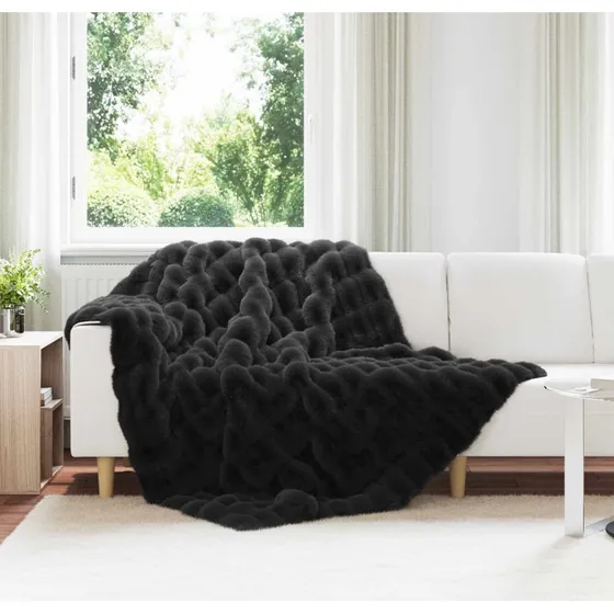 vidaXL Skridsikkert kunstpels-tæppe 150 x 220 cm - Sort