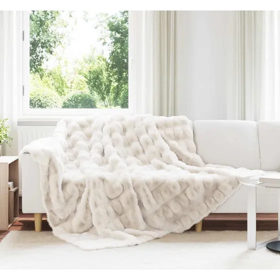 vidaXL Skridsikkert kunstpels tæppe 4 stk Hvid 240x270 cm
