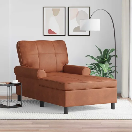 vidaXL Chaiselong med pude Brun 91x157x91 cm Antik PU