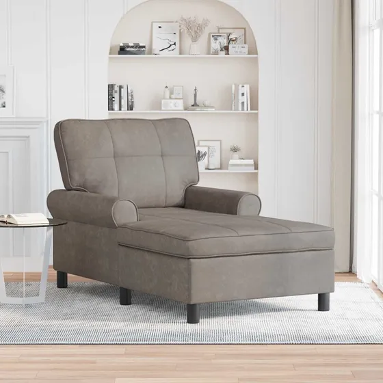 vidaXL Chaise Lounge med pude Grå 91x157x91 cm (Antik PU)