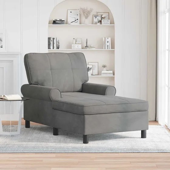 vidaXL Chaise Lounge fløjl mørkegrå 91x157x91 cm
