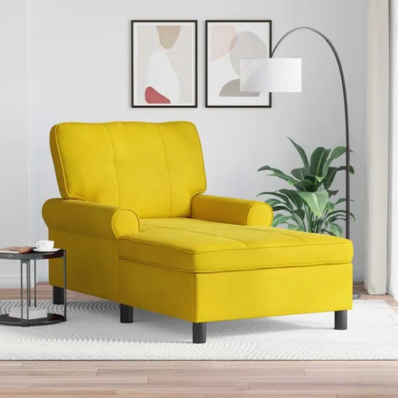 vidaXL Chaise Lounge fløjl Gul 91x157x91 cm