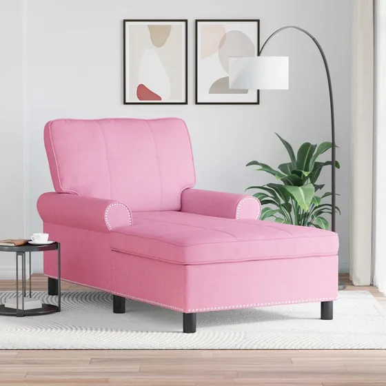 vidaXL Chaise Lounge med pude, lyserød 91x157x91 cm (stof)