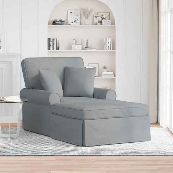 vidaXL Chaise lounge med volant og pude, Lysegrå 91x157x91 cm