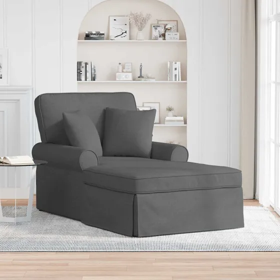 vidaXL Chaise lounge med volant og pude, mørkegrå stof